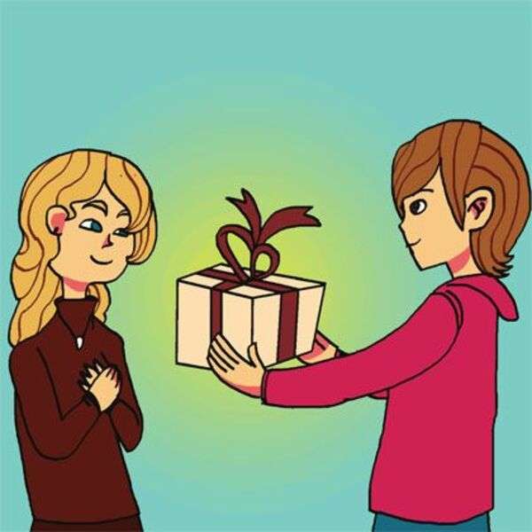 A barát ajándékot ad barátjának online puzzle