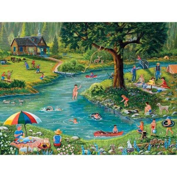 Familiile s-au reunit bucurându-se de râu jigsaw puzzle online