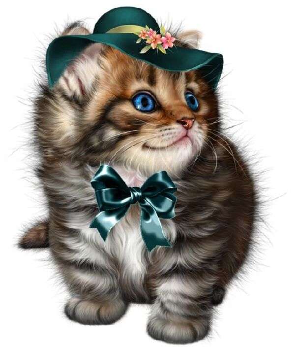 帽子をかぶった黒い赤ちゃん子猫 ジグソーパズルオンライン