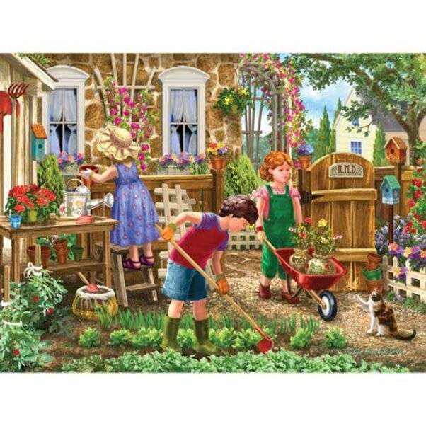 Kinder bei der Gartenarbeit Puzzlespiel online