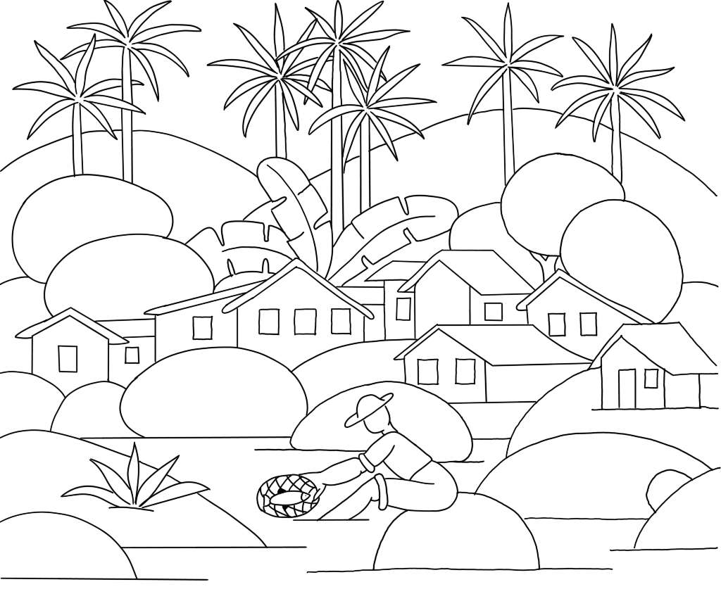 Para colorir - paisagem - puzzle online