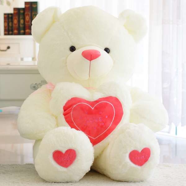 Weißer Teddybär mit Herzen Puzzlespiel online