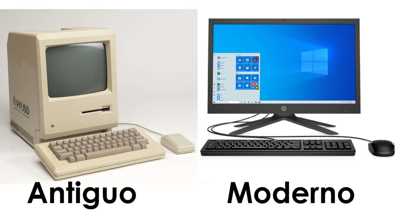 Computador antiguo y moderno rompecabezas en línea
