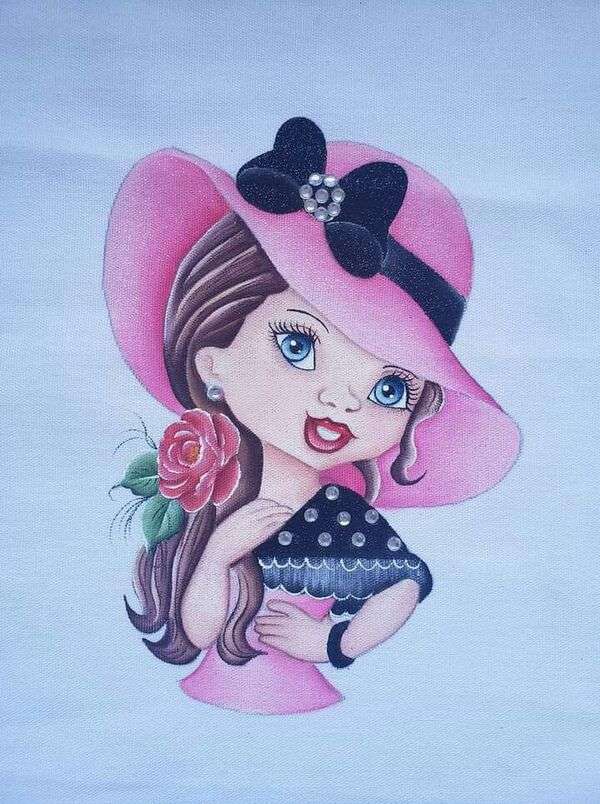 Girl Diva bluză și pălărie roz pal puzzle online