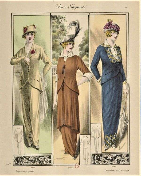 Дамы в парижской моде 1914 (2) онлайн-пазл