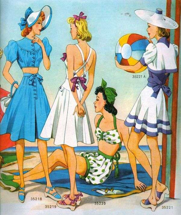 Damas German Beach Fashion Año 1940 rompecabezas en línea