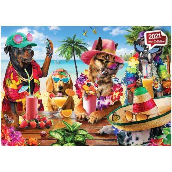 Psi na dovolené na pláži online puzzle