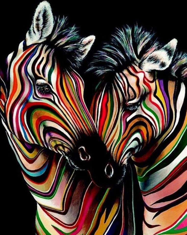 zebras multicoloridas puzzle online