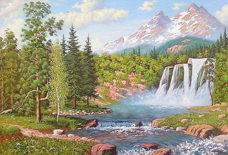 Красивый вид на водопад #4 пазл онлайн