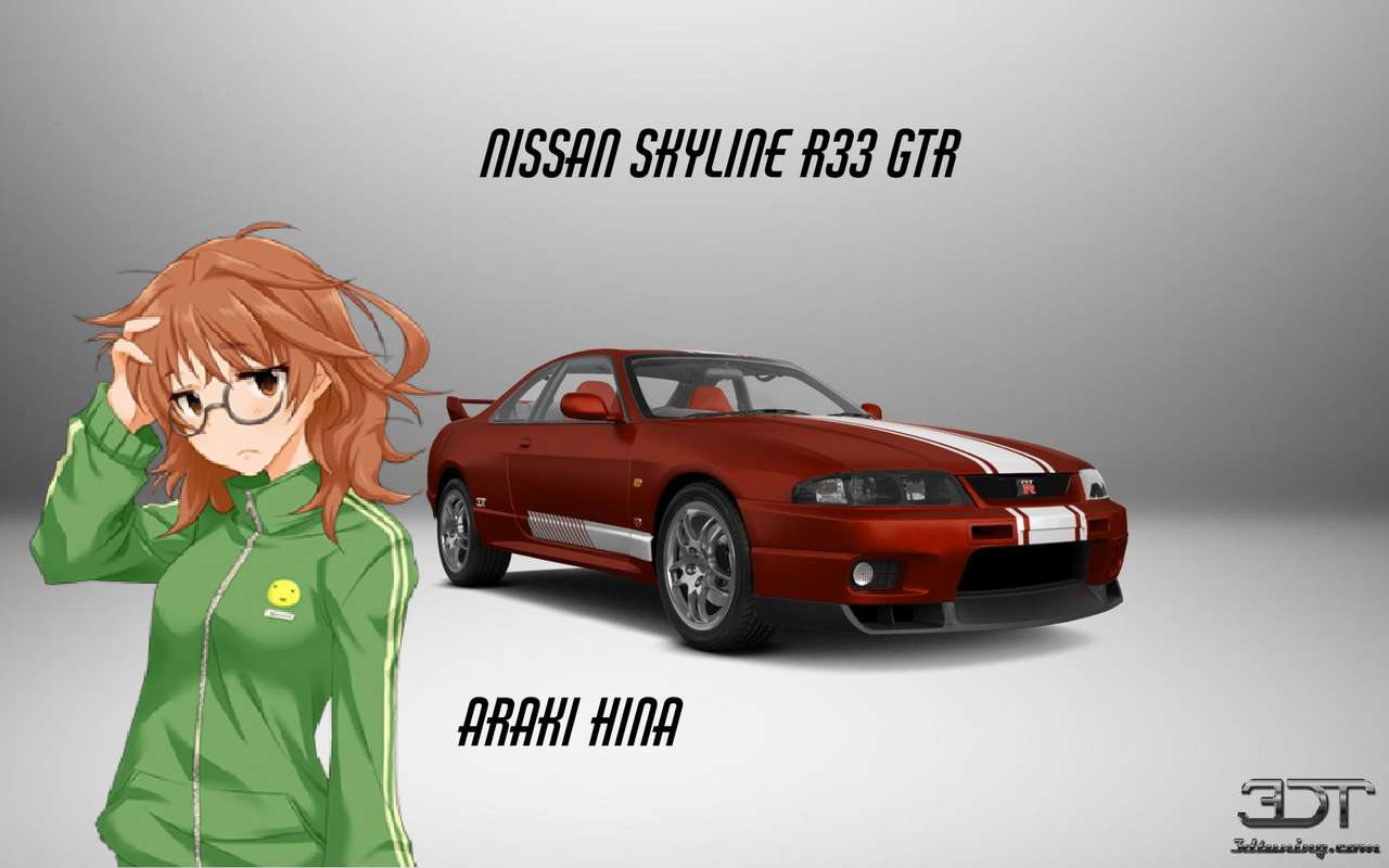 Araki hina och Nissan Skyline R33 pussel på nätet