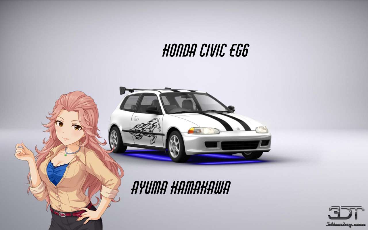 Аюма Хамакава и Honda Civic eg6 онлайн-пазл