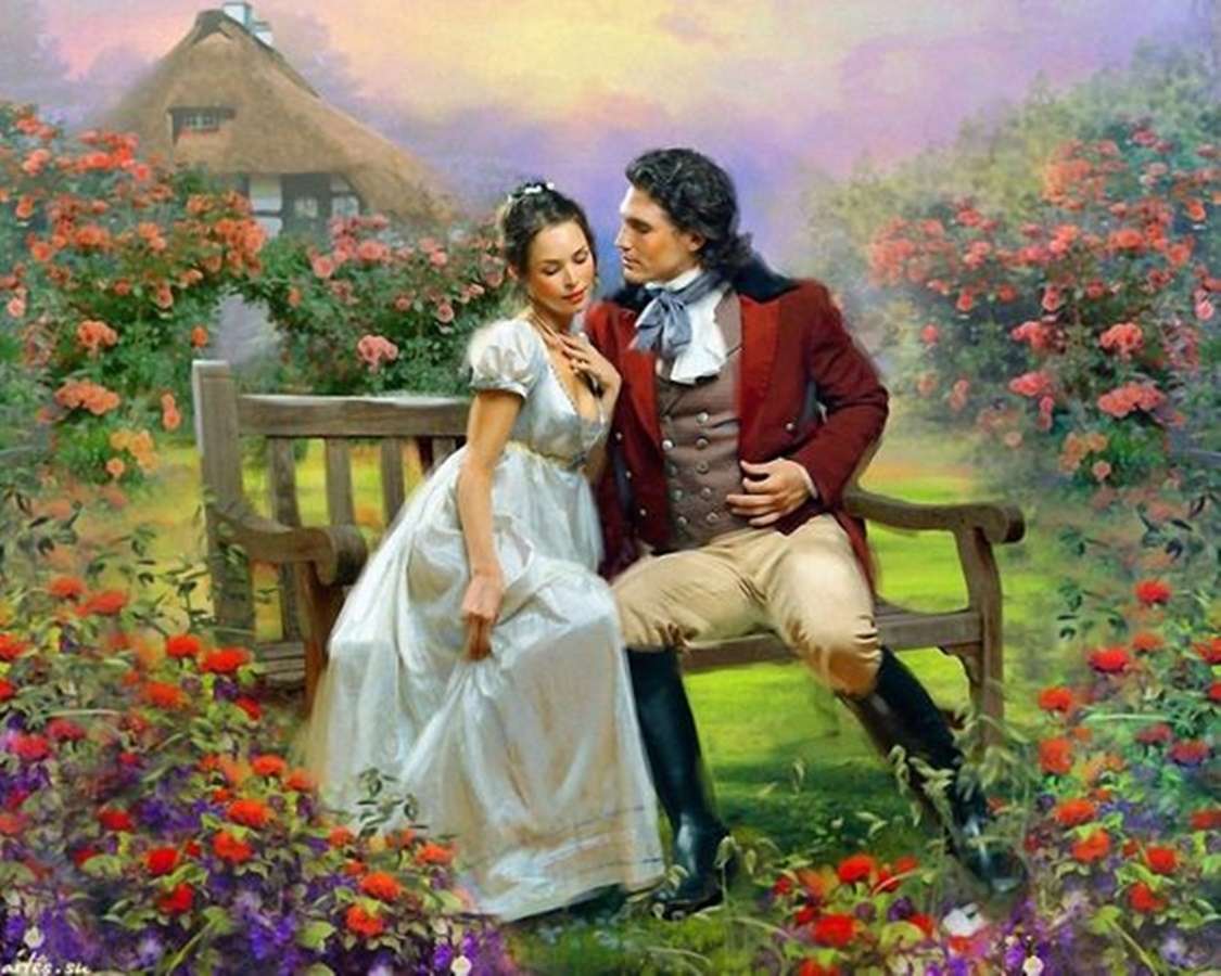 lovers on a bench jigsaw puzzle online