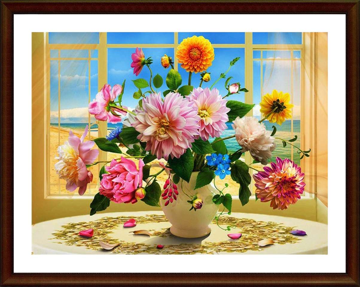 ζωγραφική σε βάζο με λουλούδια online παζλ