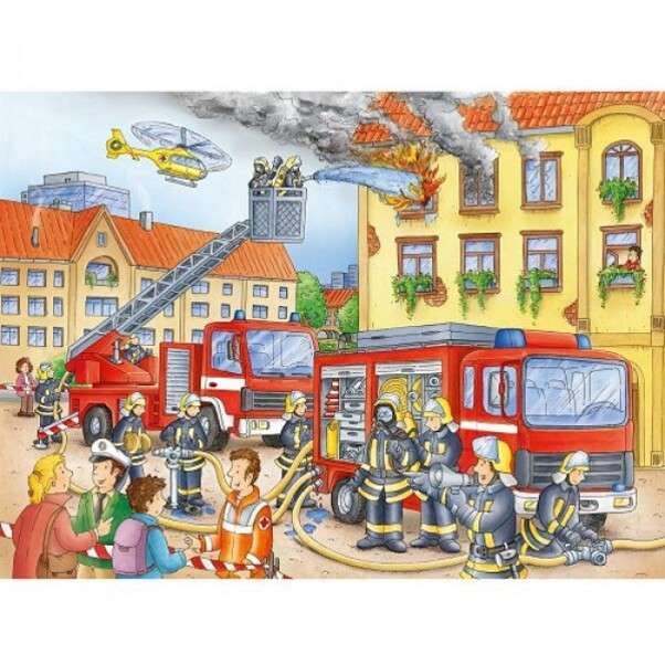 Fire department attend fire puzzle