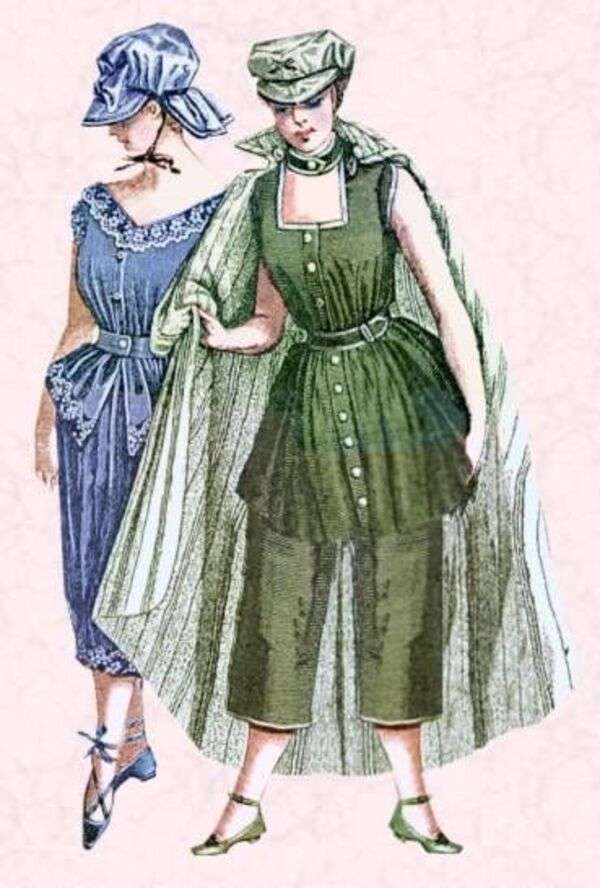 Damer i strandklänning viktoriansk era #1 pussel på nätet