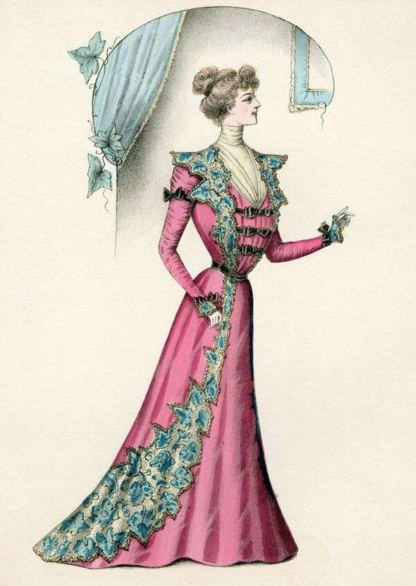 Dame in viktorianischer Mode Jahr 1899 Online-Puzzle