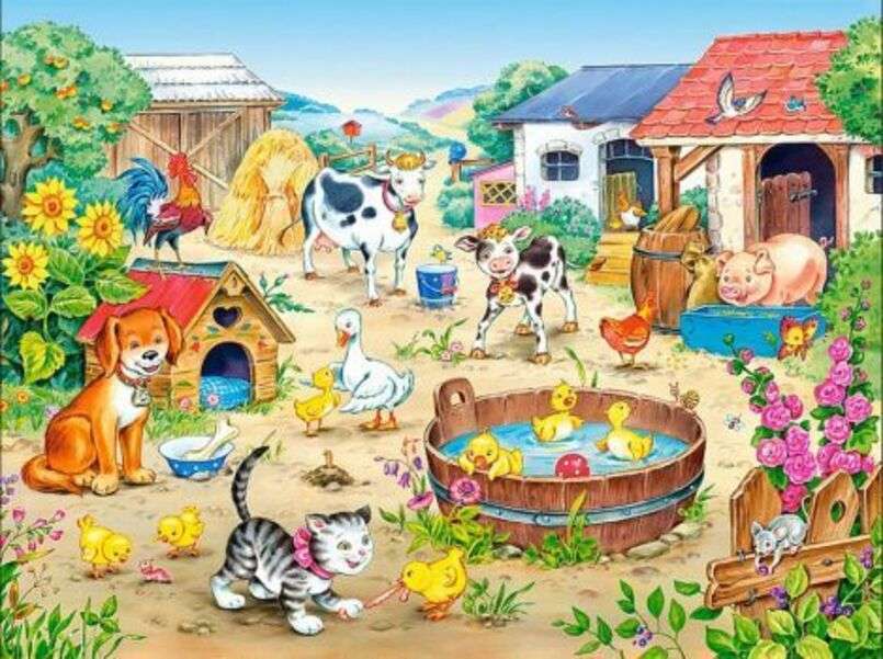 Gli animali della fattoria si divertono puzzle online