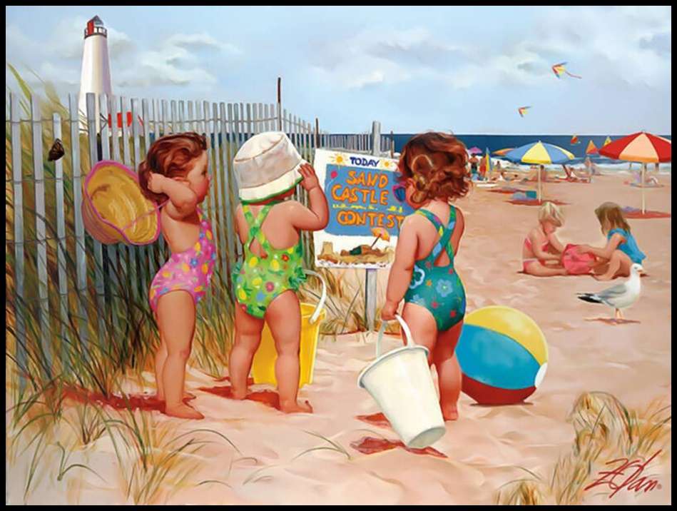 момичета на плажа онлайн пъзел