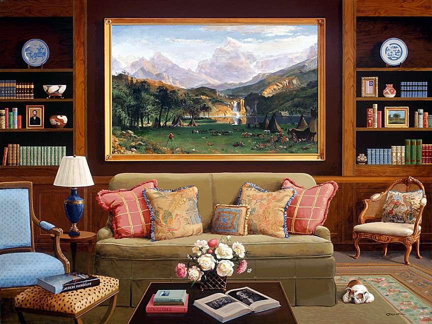 living room with a beautiful painting online puzzle