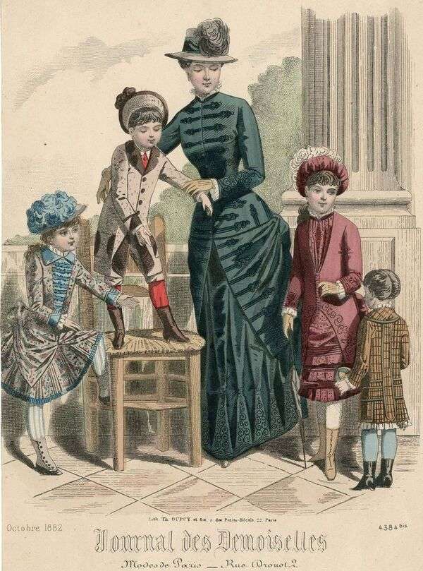 Família com moda ilustre ano 1882 puzzle online