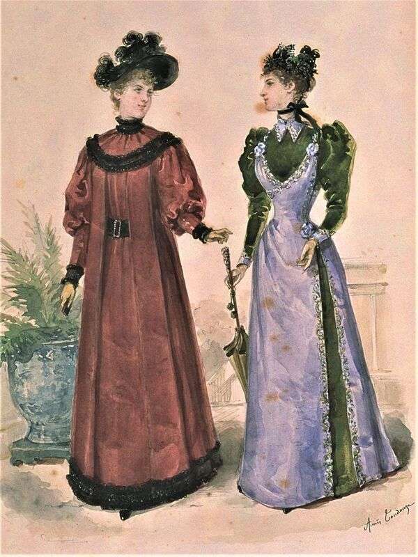 Damer i lysande mode år 1892 Pussel online