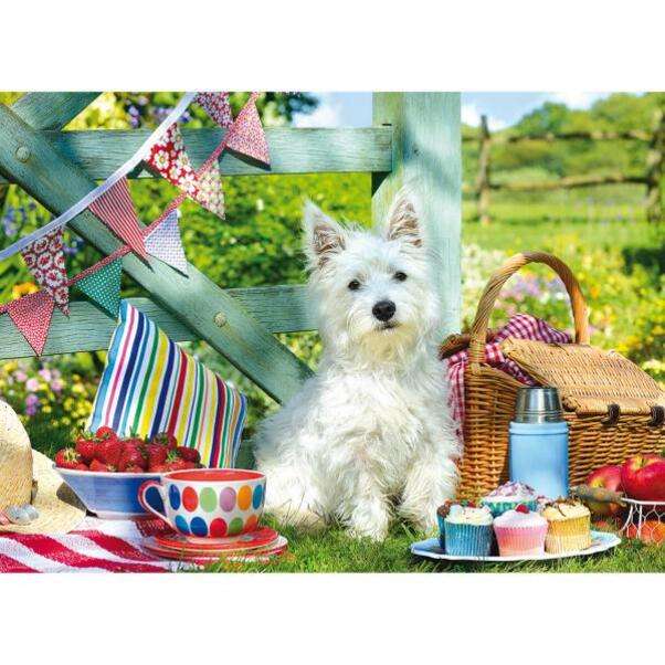 Кученцето се грижи за храна за пикник онлайн пъзел