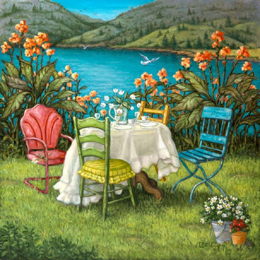 Lunch by the lake - Large format online puzzle