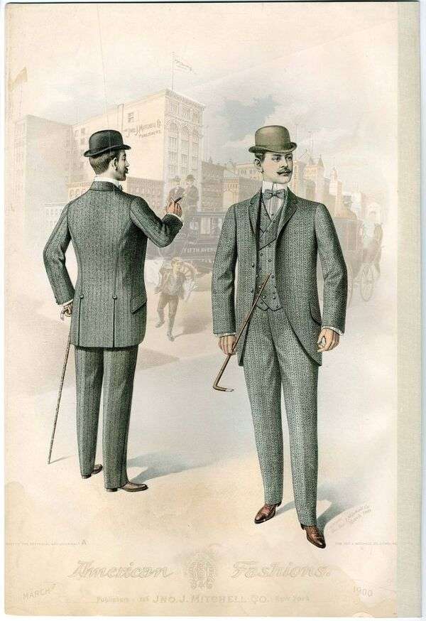 Heren met modieus pak van het jaar 1900 legpuzzel online