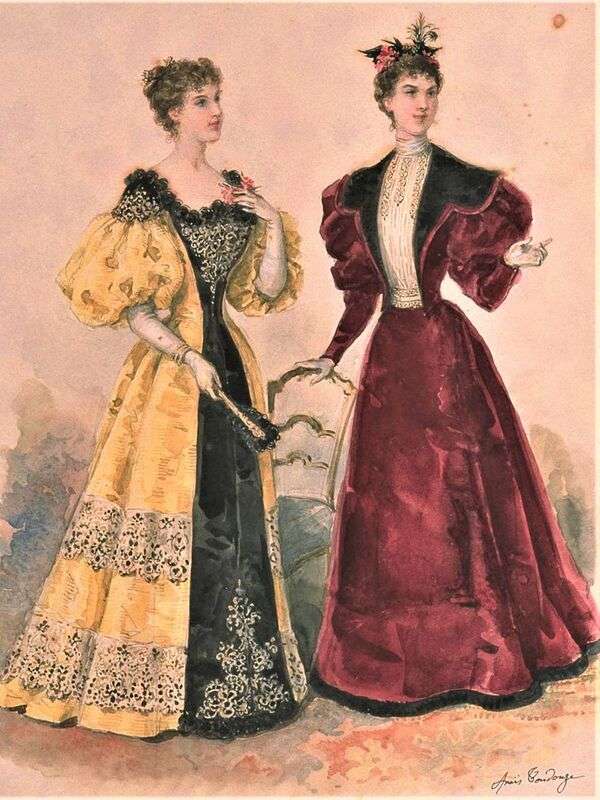 Дами в знаменитій моді року 1895 онлайн пазл