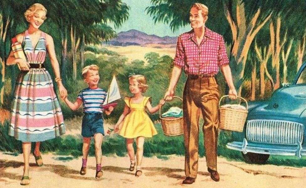 La famiglia esce per un picnic puzzle online