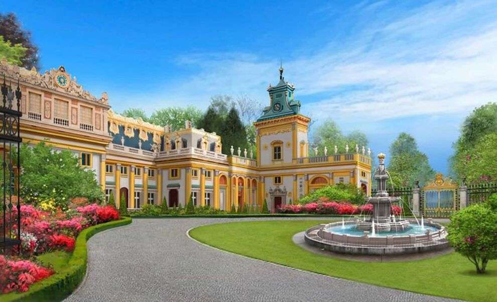 Vackert palats med stora trädgårdar #1 pussel på nätet