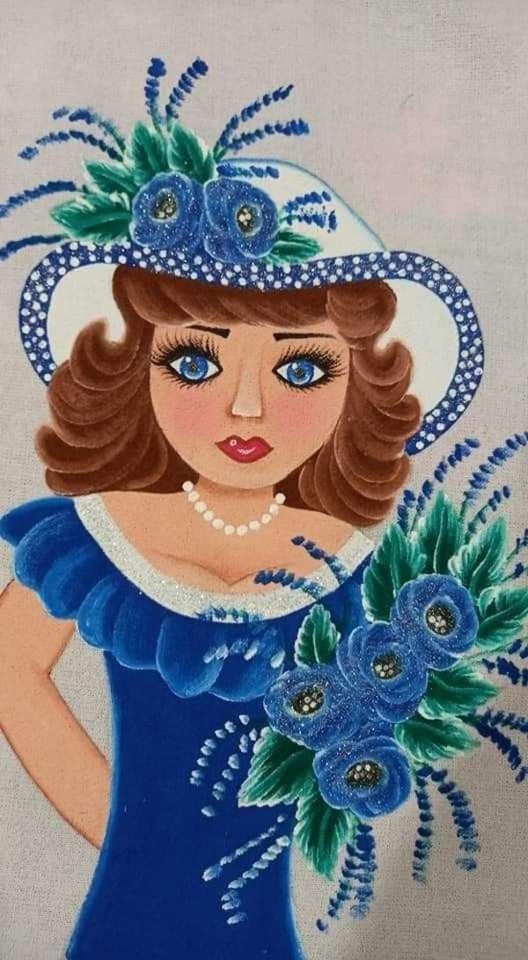 Diva girl blue dress and hat jigsaw puzzle online