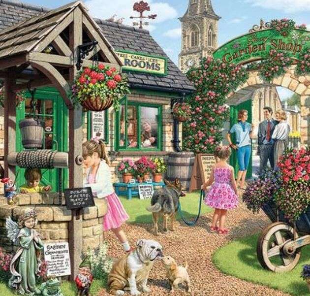 La gente visita il negozio di fiori puzzle online