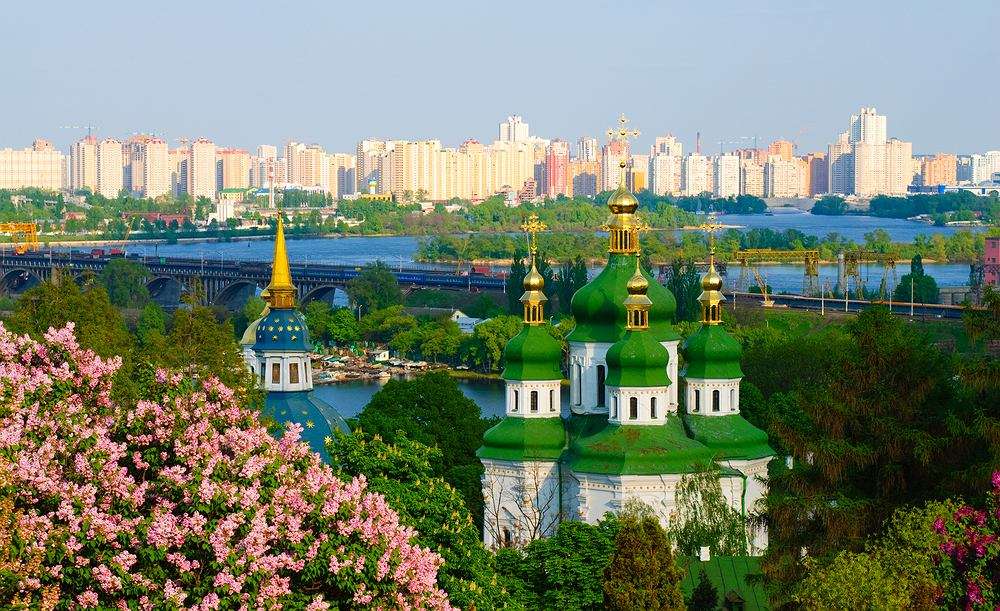 Panorama över Kiev pussel på nätet