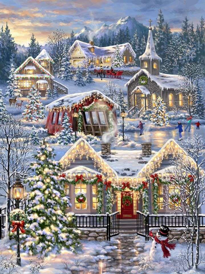Snowy winter in the town jigsaw puzzle online