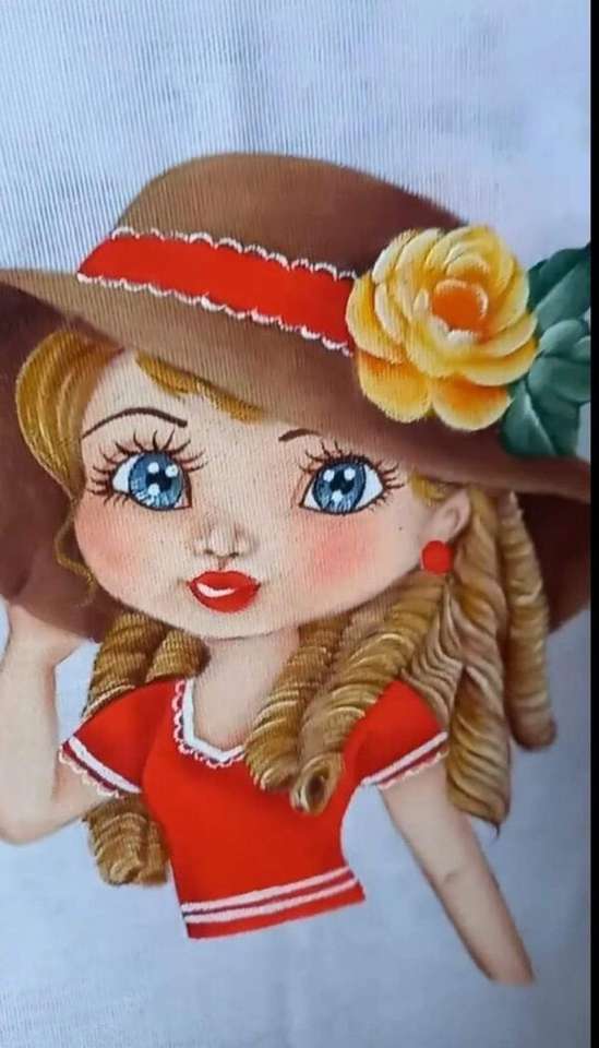 Fată diva cu pălărie maro puzzle online