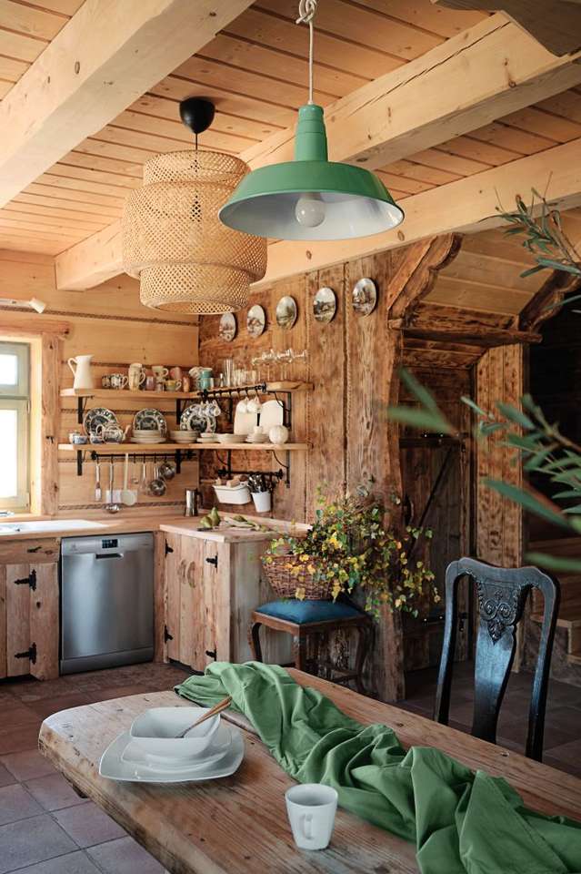 Een kamer van een houten huis online puzzel