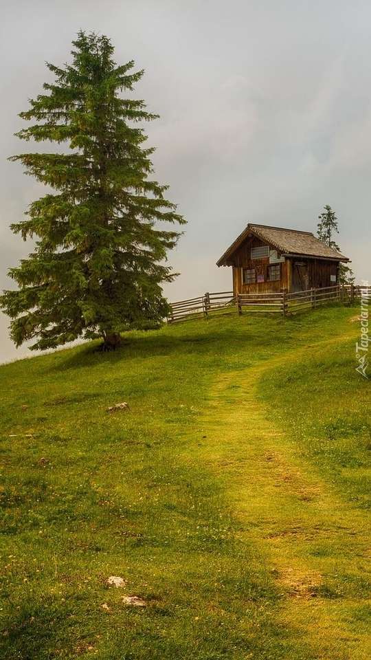 Casa de madera en la colina rompecabezas en línea