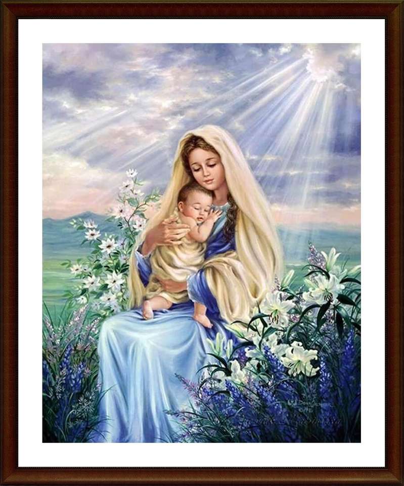 картина Богородица с младенцем онлайн-пазл