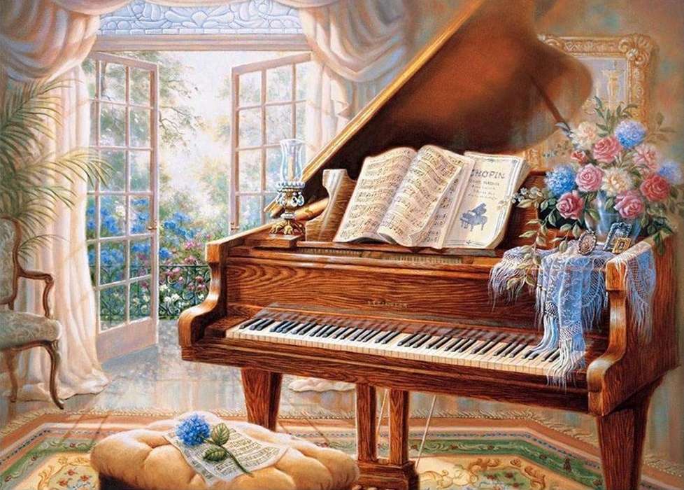πιάνο στο σαλόνι παζλ online