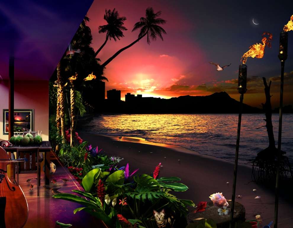 vista di una spiaggia di notte puzzle online