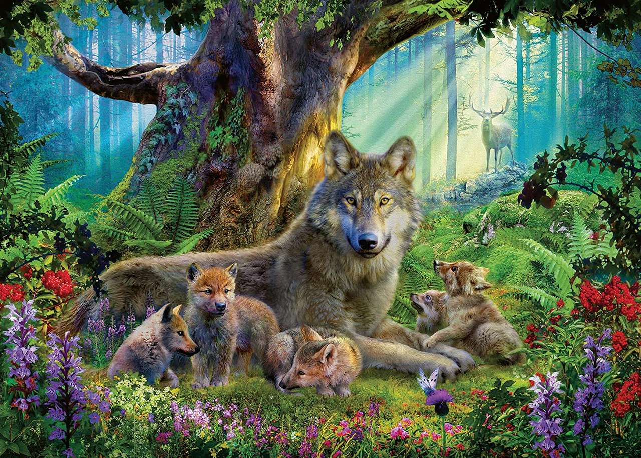 Una familia de lobos rompecabezas en línea