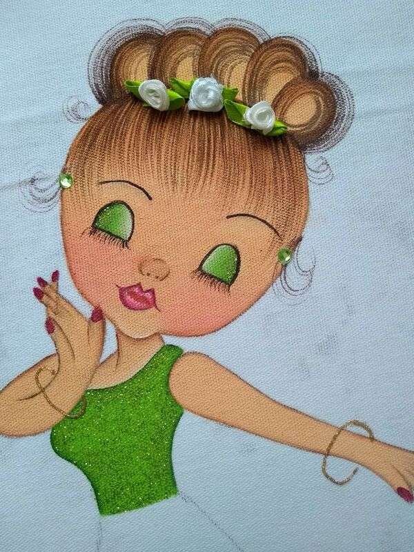 Blusa verde bambina Diva puzzle online