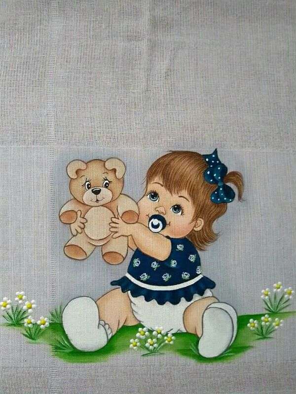 Cute baby with teddy bear #2 jigsaw puzzle online