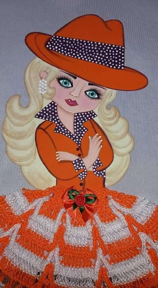 Pălărie portocalie de fată Diva jigsaw puzzle online