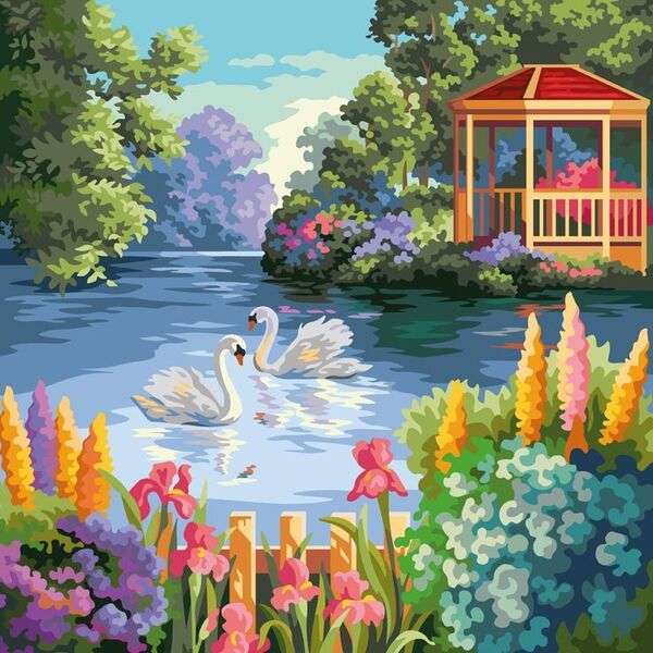 Swans on the lake jigsaw puzzle online