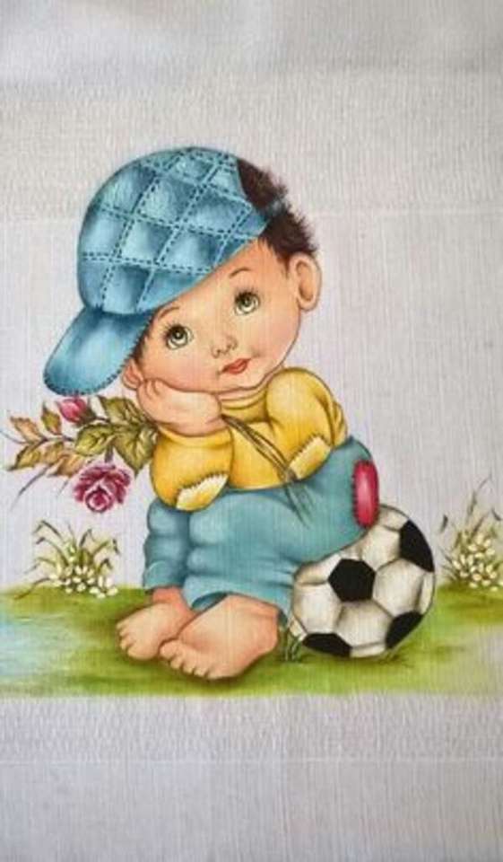 Aranyos baba világoskék kalappal #4 kirakós online