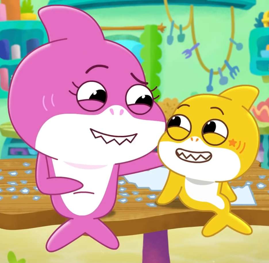 Mamá y bebé tiburón ❤️❤️❤️❤️ rompecabezas en línea