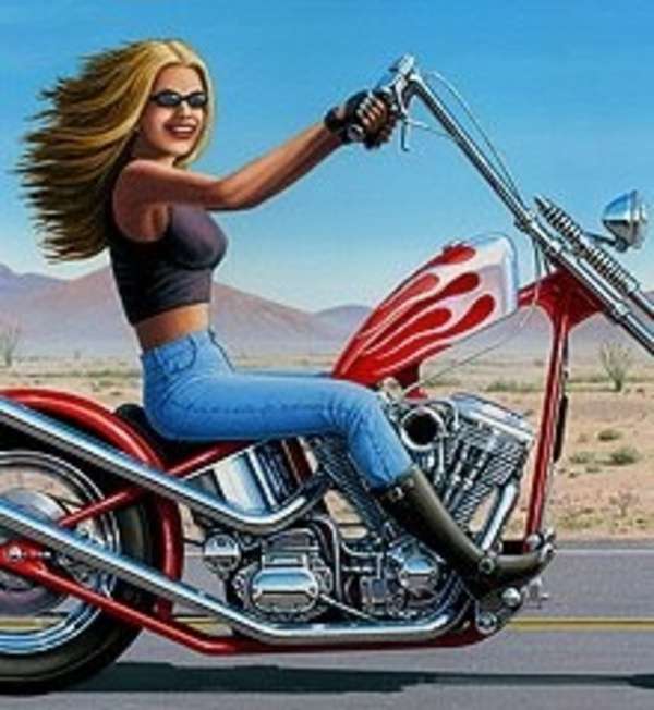 Flicka på en motorcykel #1 Pussel online
