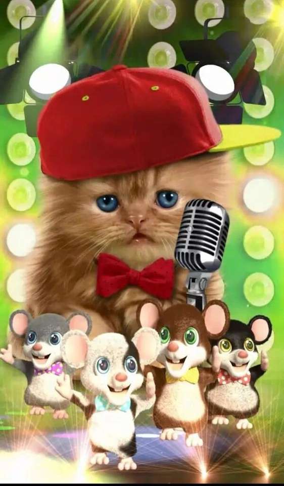 χαριτωμένο γατάκι που τραγουδά παζλ online